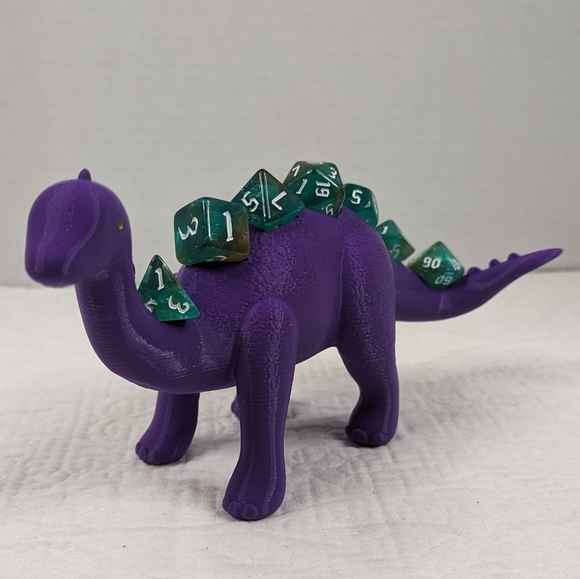 Other - Dice Holder And Dice Set DND RPG Table Games 3D Filament Purple/Green Dinosaur